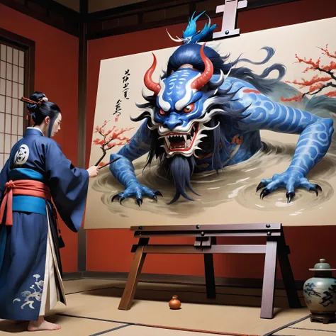 Onmyoji traps monsters in paintings,exquisite,exquisite details,high quality, best quality,perfect anatomy, Ultrarealistic,Cinematic,Realistic,Movie Still,Film Still,Cinematic Shot,Cinematic Lighting,