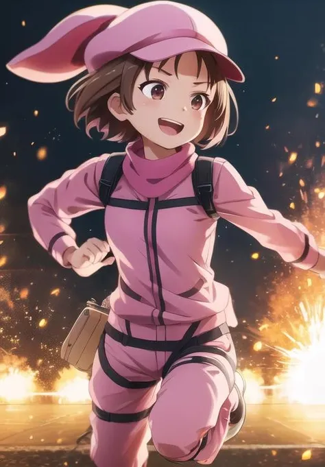 <lora:Llenn_GGO:0.8>, Llenn_GGO, smile, running, explosions, p90, holding p90, (acclaimed, alluring, captivating, exciting, gorgeous, striking:1.3), (highly detailed, high quality:1.3)