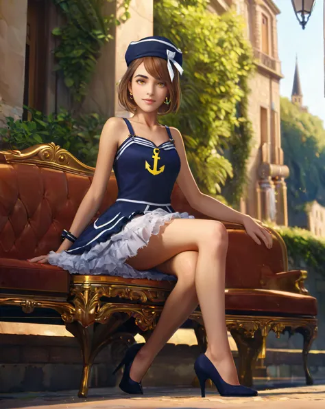 <lora:Navy_Sailor_Dress_SideCap_XL_v1-000020>, (yellow anchor emlblem:0.6)