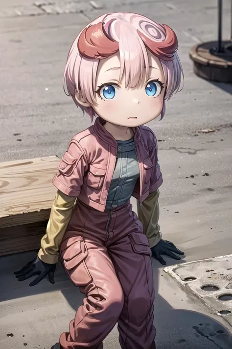 1 girl,cute,(looking at viewer:1.0), petite, details sky,((masterpiece:1.4,best quality)),multiple details,eyeshadow, (medium shot:1.5), gradiant eyes, sitting
<lora:tepaste:0.7> tepaste,multicolored hair, red hair, bangs, blue eyes, cropped jacket, (pink jacket:1.4), (red jumpsuit:1.4),
<lora:more_details:0.2>