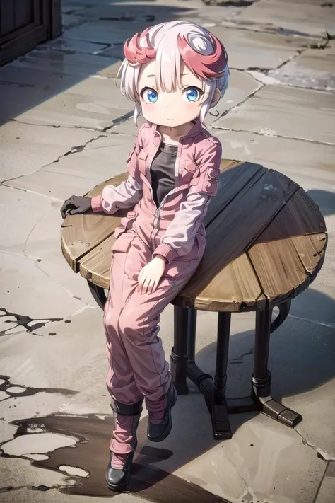 1 girl,cute,(looking at viewer:1.0), petite, details sky,((masterpiece:1.4,best quality)),multiple details,eyeshadow, (medium shot:1.5), gradiant eyes
 <lora:tepaste:0.7> tepaste,multicolored hair, red hair, bangs, blue eyes, cropped jacket, (pink jacket:1.4), (red jumpsuit:1.4), forest
 <lora:more_details:0.2>