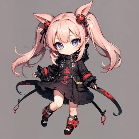 best quality, masterpiece, chibi girl, stylized, simple style, flat background