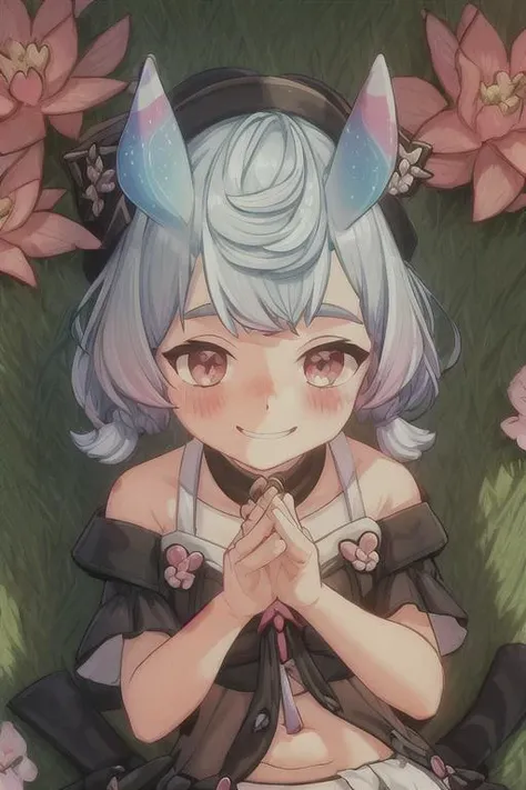 (masterpiece), (best quality), (detailed background, best lighting), ultra-detailed, highly detailed, (((blush))), shy, solo, (happy), (smile), pov navel, barefoot, ,  <lora:add_detail:0.8>,
<BRAKE>
lying on the grass, (colorful flowers), shadow, sunlight, warm, side lighting,
<BRAKE>
black dress, short sleeve, (off shoulder dress),
(mels),  <lora:0_GI_Mels_All_In_One_Rev_SD15_00_005:1>