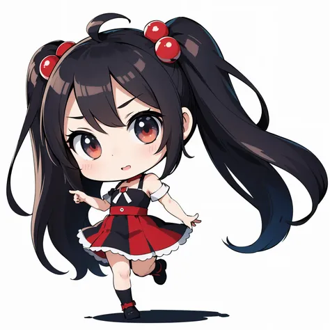 best quality, masterpiece, chibi girl, stylized, simple style, flat background