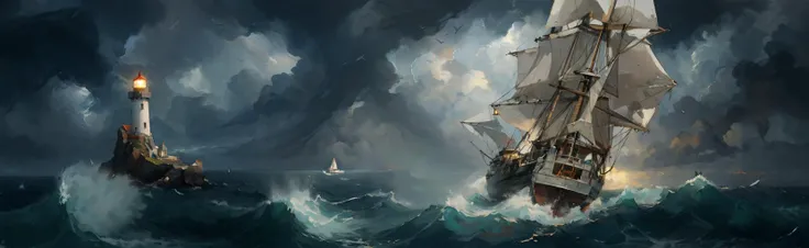 oil paint of sailing boat on very stormy sea sailing towards a light house in the background, dramatic sky, dramatic ocean <lora:xl_more_art-full_v1:1> <lora:Retro_Illustration:1>, (masterpiece:1.2), best quality, (masterpiece:1.2), best quality, (masterpiece:1.2), best quality, (masterpiece:1.2), best quality, (masterpiece:1.2), best quality, (masterpiece:1.2), best quality, (masterpiece:1.2), best quality, (masterpiece:1.2), best quality, (masterpiece:1.2), best quality, (masterpiece:1.2), best quality