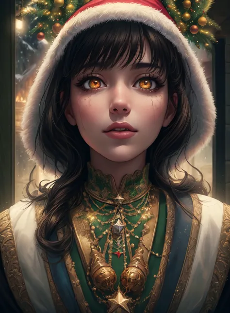 masterpiece,best quality,CG,wallpaper,HDR,high quality,high-definition,extremely detailed,(christmas atmosphere:1.2),whimsical vibes,magical energy,(enchanting aura:1.1),(ethereal glow:1.1),(dreamlike world:1.4),(detailed:1.05),(extremely detailed:1.06),sharp focus,(intricate:1.03),(extremely intricate:1.04),(epic scenery:1.09),(beautiful scenery:1.08),(detailed scenery:1.08),(intricate scenery:1.07),(wonderful scenery:1.05),(beautiful face:1.1),<lora:add_detail:0.3>,<lora:EnhancedDetail:0.5>,ultra sharp detail,vibrant bright colors,perfect lighting,RAW candid cinema,16mm,color graded portra 400 film,remarkable color,ultra realistic,textured fur,remarkable detailed pupils,shot with cinematic camera,