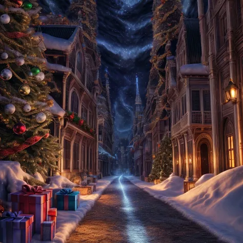 masterpiece,best quality,CG,wallpaper,HDR,high quality,high-definition,extremely detailed,(christmas atmosphere:1.2),whimsical vibes,magical energy,(enchanting aura:1.1),(ethereal glow:1.1),(dreamlike world:1.4),(detailed:1.05),(extremely detailed:1.06),sharp focus,(epic scenery:1.09),(beautiful scenery:1.08),(detailed scenery:1.08),(wonderful scenery:1.05),(beautiful face:1.1),<lora:add_detail:0.3>,<lora:EnhancedDetail:0.5>,ultra sharp detail,vibrant bright colors,perfect lighting,RAW candid cinema,16mm,color graded portra 400 film,remarkable color,ultra realistic,textured fur,remarkable detailed pupils,shot with cinematic camera,