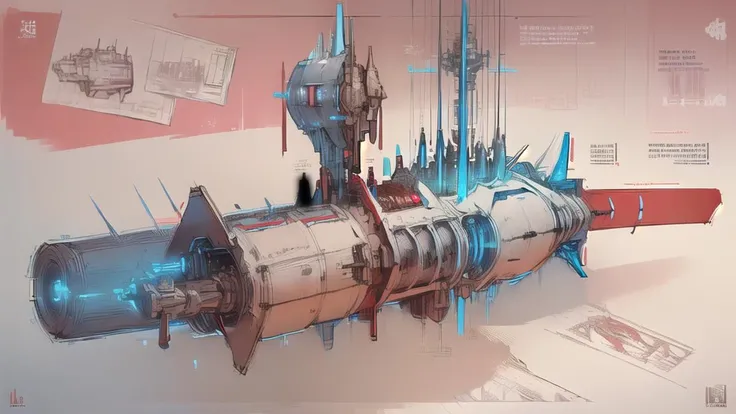 Spaceship,yellowed paper,Backround modern white,Picture of Award-winning works,(HD picture quality,Masterpiece,light red/blue text),,SteampunkSchematics, <lora:GlowingRunesAIv2:1>, <lora:spaceship:1>, very detailed image,<lora:EnhancedDetail:0.8>
