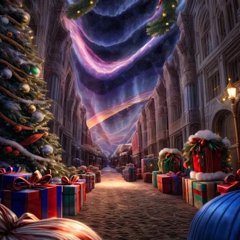 masterpiece,best quality,CG,wallpaper,HDR,high quality,high-definition,extremely detailed,(christmas atmosphere:1.2),whimsical vibes,magical energy,(enchanting aura:1.1),(ethereal glow:1.1),(dreamlike world:1.4),(detailed:1.05),(extremely detailed:1.06),sharp focus,(epic scenery:1.09),(beautiful scenery:1.08),(detailed scenery:1.08),(wonderful scenery:1.05),(beautiful face:1.1),<lora:add_detail:0.3>,<lora:EnhancedDetail:0.5>,ultra sharp detail,vibrant bright colors,perfect lighting,RAW candid cinema,16mm,color graded portra 400 film,remarkable color,ultra realistic,textured fur,remarkable detailed pupils,shot with cinematic camera,
