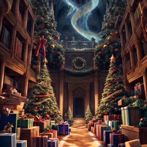 masterpiece,best quality,CG,wallpaper,HDR,high quality,high-definition,extremely detailed,(christmas atmosphere:1.2),whimsical vibes,magical energy,(enchanting aura:1.1),(ethereal glow:1.1),(dreamlike world:1.4),(detailed:1.05),(extremely detailed:1.06),sharp focus,(epic scenery:1.09),(beautiful scenery:1.08),(detailed scenery:1.08),(wonderful scenery:1.05),(beautiful face:1.1),<lora:add_detail:0.3>,<lora:EnhancedDetail:0.5>,ultra sharp detail,vibrant bright colors,perfect lighting,RAW candid cinema,16mm,color graded portra 400 film,remarkable color,ultra realistic,textured fur,remarkable detailed pupils,shot with cinematic camera, Clutter-Home.pt