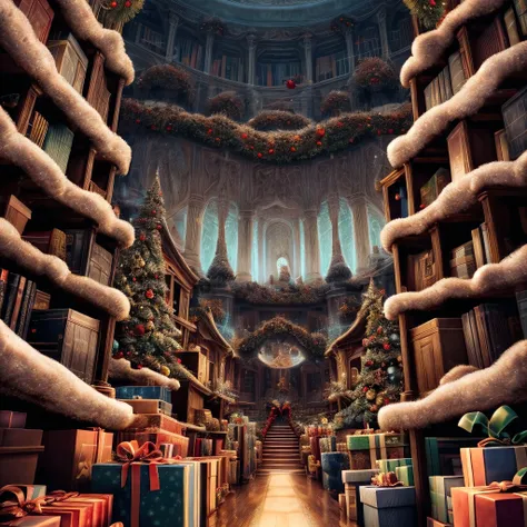 masterpiece,best quality,CG,wallpaper,HDR,high quality,high-definition,extremely detailed,(christmas atmosphere:1.2),whimsical vibes,magical energy,(enchanting aura:1.1),(ethereal glow:1.1),(dreamlike world:1.4),(detailed:1.05),(extremely detailed:1.06),sharp focus,(epic scenery:1.09),(beautiful scenery:1.08),(detailed scenery:1.08),(wonderful scenery:1.05),(beautiful face:1.1),<lora:add_detail:0.3>,<lora:EnhancedDetail:0.5>,ultra sharp detail,vibrant bright colors,perfect lighting,RAW candid cinema,16mm,color graded portra 400 film,remarkable color,ultra realistic,textured fur,remarkable detailed pupils,shot with cinematic camera, Clutter-Home.pt