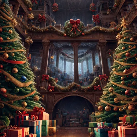 masterpiece,best quality,CG,wallpaper,HDR,high quality,high-definition,extremely detailed,(christmas atmosphere:1.2),whimsical vibes,magical energy,(enchanting aura:1.1),(ethereal glow:1.1),(dreamlike world:1.4),(detailed:1.05),(extremely detailed:1.06),sharp focus,(epic scenery:1.09),(beautiful scenery:1.08),(detailed scenery:1.08),(wonderful scenery:1.05),(beautiful face:1.1),<lora:add_detail:0.3>,<lora:EnhancedDetail:0.5>,ultra sharp detail,vibrant bright colors,perfect lighting,RAW candid cinema,16mm,color graded portra 400 film,remarkable color,ultra realistic,textured fur,remarkable detailed pupils,shot with cinematic camera, Clutter-Home.pt