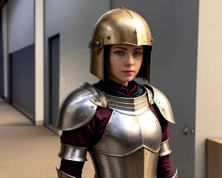 best quality,masterpiece,highly detailed,ultra-detailed,,<lora:neg4all_bdsqlsz_V-3.5:-1>   1girl solo ,bob cut, (Bascinet),An armor made of helmet with a pointed top
  <lora:EnhancedDetail:-3>