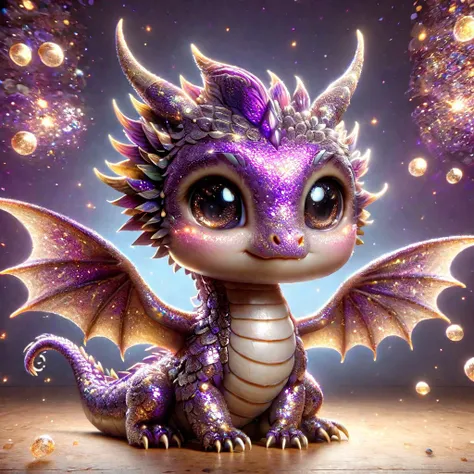 ral-smoldragons,a cute ral-glitter purple gold dragon,centered image,(masterpiece, best quality, highres, high resolution:1.2),extremely detailed,<lora:ral-smoldragons-sdxl:1>,<lora:ral-glitter-sdxl:1>,