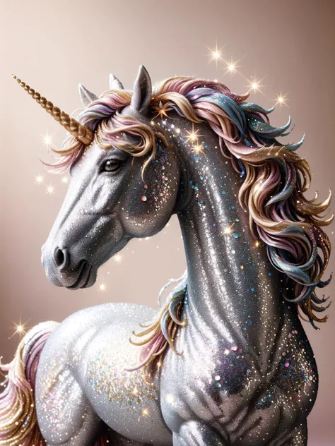 A unicorn that sneezes ral-glitter, spreading joy and whimsy wherever it goes. <lora:ral-glitter-sdxl:1>,<lora:EnvyBetterHiresFixXL01:0:hr=1>