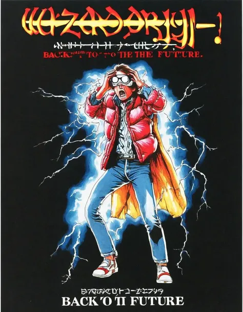 (wzdry:1.1) poster with text 'Back to the Future', depicting a scary spooky (gruesome:1.1) drawing of (angry:1.1) (Marty McFly:1.1) ghostly, from a Japanese 70s horror movie poster, dark background, black background, FADED COLORS
<lora:wzdry:1>