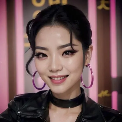 RAW photo of asian claramorningstar, eyelashes, looking at viewer, headshot, selfie, smiling, highly detailed, realistic <lora:SaintsRowMorningstar:1>