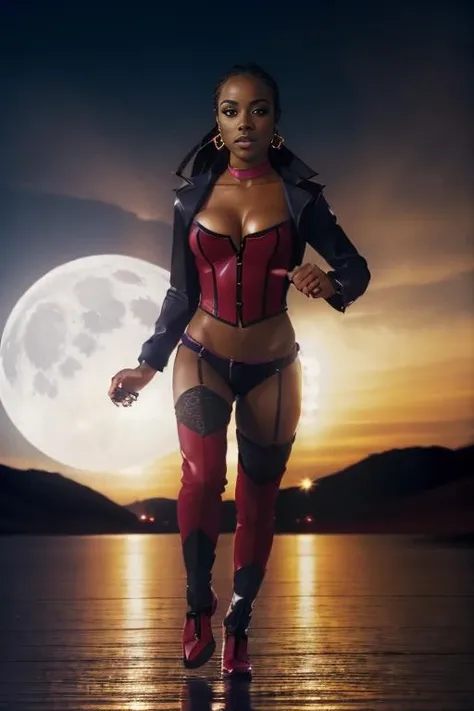RAW photo of zoeymorningstar, running, highly detailed, realistic <lora:SaintsRowZoeyMorningstarV0-1c:0.7>, on the moon, realistic[:, (beautiful symmetrical face, perfect sparkling eyes, well defined pupils, high contrast eyes, ultra detailed skin, skin pores, vellus hair, finely detailed features:1):0.9]