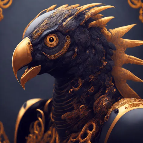 robotic crow, intricate details, ornaments, art by gdsingld <lyco:gdsingld:1.0>