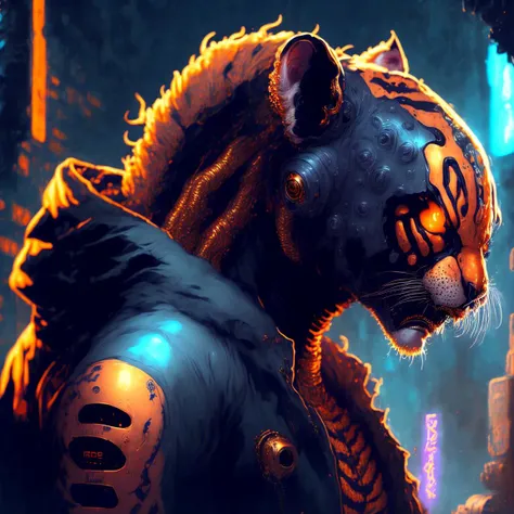 cyberpunk tiger, art by gdsngld <lyco:gdsingld:1.0>