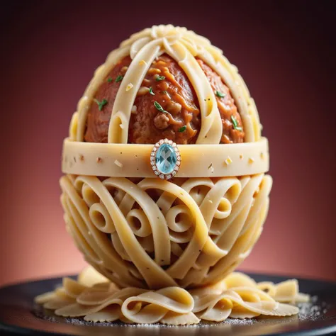 cinematic film still faberge egg made from pasta, meatball center <lora:MMM_Pasta:0.7>, standing, gradient background . shallow depth of field, vignette, highly detailed, high budget, bokeh, cinemascope, moody, epic, gorgeous, film grain, grainy