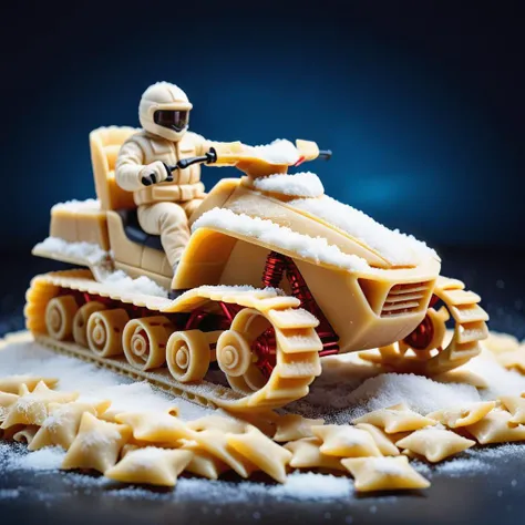 cinematic film still snowmobile made from pasta, bolognese treads, parmesan snow <lora:MMM_Pasta:0.7>, standing, gradient background . shallow depth of field, vignette, highly detailed, high budget, bokeh, cinemascope, moody, epic, gorgeous, film grain, grainy