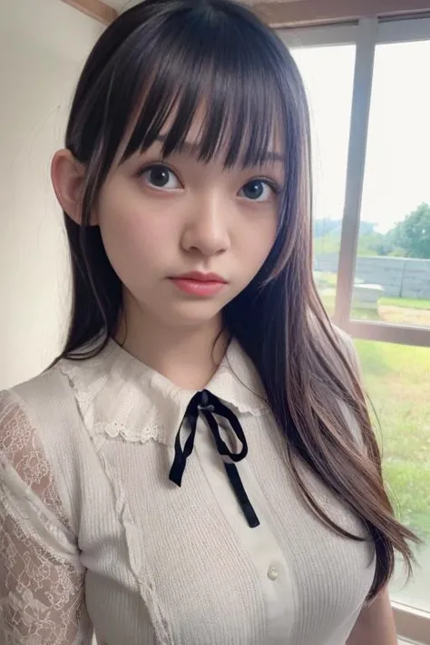 1girl,(wearing a blouse:1.2),(RAW photo, best quality), (realistic, photo-realistic:1.4), masterpiece, an extremely delicate and beautiful, extremely detailed, 2k wallpaper, Amazing, finely detail, extremely detailed CG unity 8k wallpaper, ultra-detailed, highres, soft light, beautiful detailed girl, extremely detailed eyes and face, beautiful detailed nose, beautiful detailed eyes,cinematic lighting,(autumn scenery)perfect anatomy, <lora:sayamasuzuka_lora:0.8>