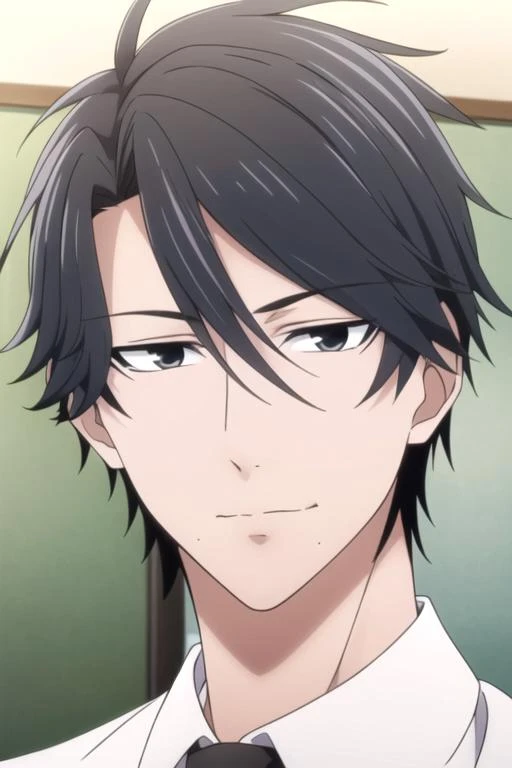 masterpiece, best quality, , 1boy, solo, male focus, looking at viewer, , , <lora:kousuke_ooshiba:0.74>, kousuke_ooshiba, black hair, black eyes