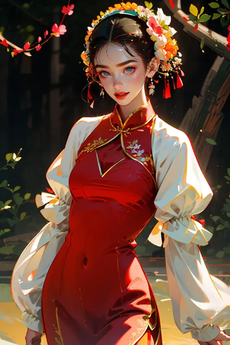 1 girl, smile, xunpu, chinese clothes, pink dress, flower print, hair flower, lake, floral , ((floral background))<lora:Xunpu_V6:0.7>
8k,,sexy,(realistic:1.1), (photorealistic:1.1), (masterpiece:1.1), (best quality:1.1), RAW photo, highres, ultra detailed, High detail RAW color phot