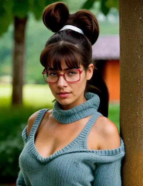 erotic, sexy woman, western cartoon, Irma, 1987s, (TMNT), <lora:Irma_dataset:0.9> irma, blue_sweater, skirt, medium breasts, outdoors, upper body, short ponytail, Unreal Engine, Photorealistic, Hyperrealistic, Hyperdetailed, 1980s film cinematic, natural skin texture, 4k skin texture, (subdued lighting:1.4), (incredible skin detail:1.1), (natural skin:1.1), (moles and pores:0.6) , sharp focus <lora:epi_noiseoffset2:0.5>