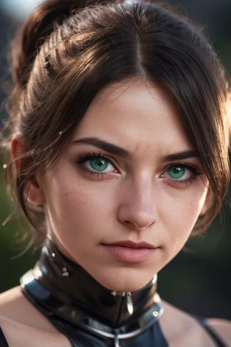 film grain and (medium full shot:1.2) and 8K HD RAW photo
volumetrics dtx, (film grain, blurry background, depth of field, motion blur)
(detailed face, detailed eyes, dark-skinned, green eyes, serious face)
medium, leather, dominatrix, <lora:BD-v18-lycoris-full:1>