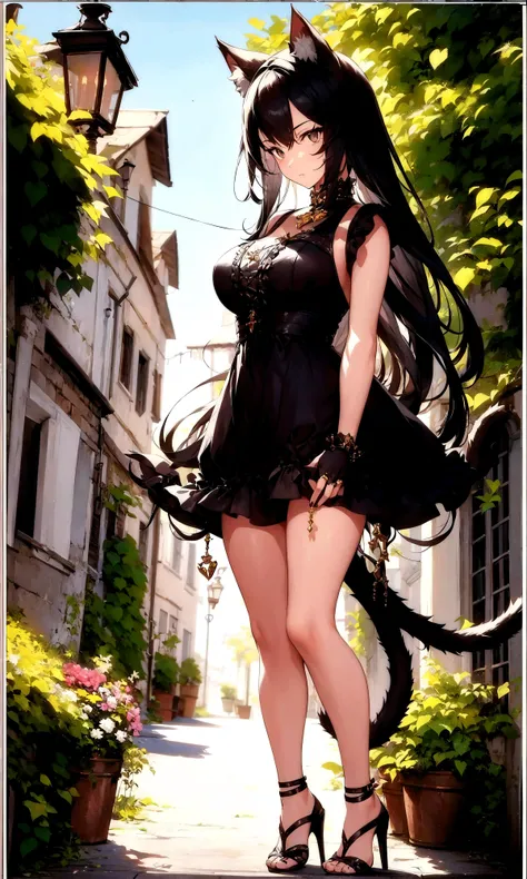 1girl, cat ears, cat tail, full body, random hair color, randomly colored dress, nail polish, colored eyelashes, large breasts, wide hips<lora:wrenchsfantasy-000016:1.0><lora:wrenchsfantasy-000016:1.0>