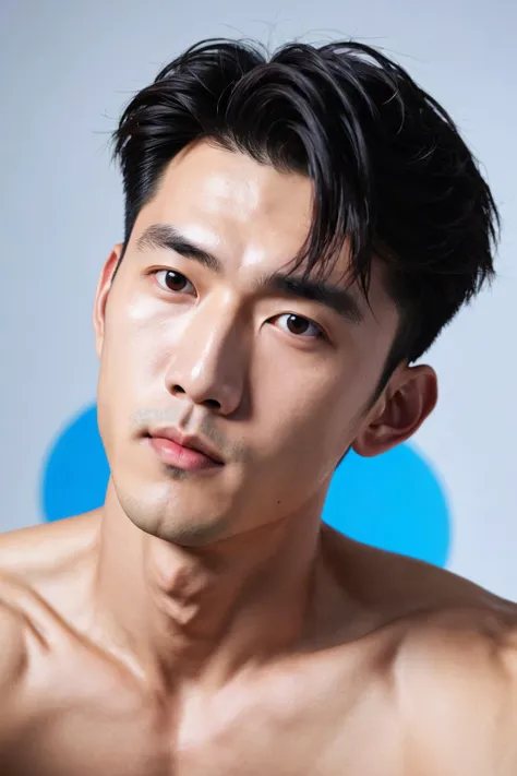 (masterpiece:1.35),(bestquality:1.4),8k,ultra-detailed,photography,(ultra-realistic:1.4),8k,depth of field,1boy,adult,asian,male focus,handsome face,slim,real skin texture,well-proportioned hands,solo,thick eyebrows,topless male,boxie,<lora:add_detail:1>,(upper body:1.485),short hair,