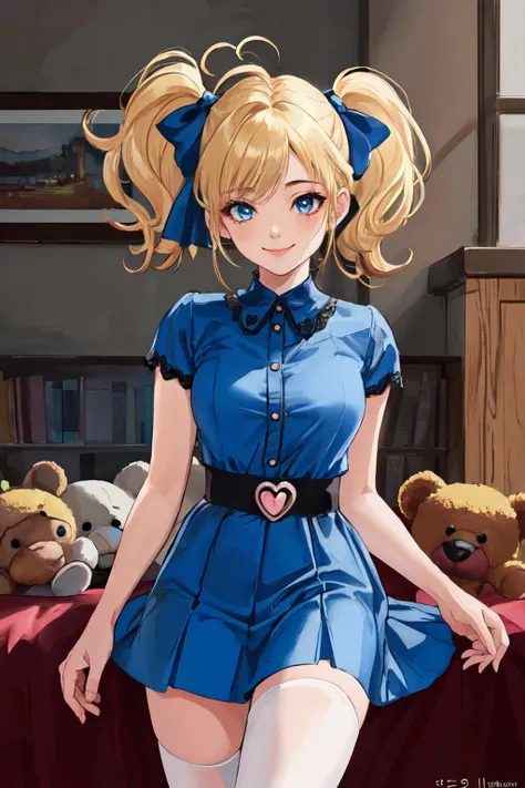 <lyco:Bubbles-08:0.9> bubbles,meme,blonde hair,messy hair,hair bow,thighhighs,dress, heart,skirt,stuffed toy,
(best quality, masterpiece, RAW photo,ultra-detailed:1.2), <lyco:GoodHands-beta2:1.0>,1girl,solo,looking at viewer,smile