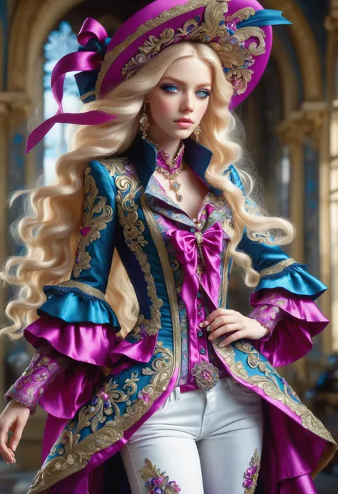 DonMM1yaXL woman, baroque Brocade Breeches, Ribbon and Bow Accents, __clothings/features/baroque/male/attire/collor-cleavage__, Jeweled Buttons, Wide Cuffs on Breeches, Ribbon Tied Bicorn Hats,  dark pink, wings,DonM3t3rn1tyXL,  <lora:myLora\DonMM1y4XL-v1.1-000008:.8> <lora:released\DonM3t3rn1tyXL-v1.1-000008:.8> <lora:SDXL\DetailedEyes_V3> <lora:myLora\DonMDr4g0nXL-rb>