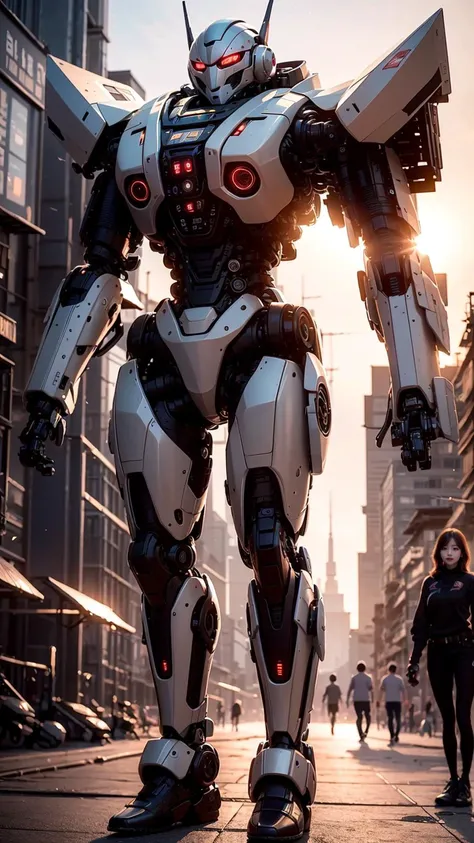 ((masterpiece, best quality)),illustration,ultra detailed 8k,photorealistic,sharp focus,highly detailed,professional lighting,colorful details,iridescent colors BREAK extreme long shot of a factory,large mechanical robot construction,microchip,computer,glowing,intricate details,<lora:shitu-mechaV1:0.5>,shitu-mecha,1girl is standing in front of the audience,