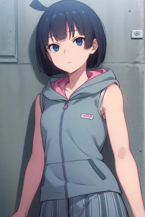 toukakishi, <lora:touka kishi hnu-lora-nochekaiser:1>,
touka kishi, short hair, black hair, bob cut, bangs, blunt bangs, (black eyes:1.3), ahoge,
BREAK skirt, hood, hoodie, sleeveless, hood down, sleeveless hoodie,
BREAK outdoors, city, sun, clouds,
BREAK looking at viewer, (cowboy shot:1.5),
BREAK <lyco:GoodHands-beta2:1>, (masterpiece:1.2), best quality, high resolution, unity 8k wallpaper, (illustration:0.8), (beautiful detailed eyes:1.6), extremely detailed face, perfect lighting, extremely detailed CG, (perfect hands, perfect anatomy),