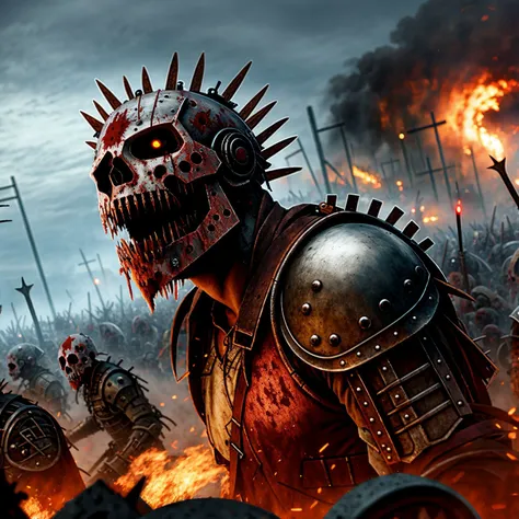 a horde of metal zombie, digital art
