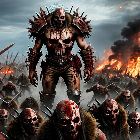 a horde of metal zombie, digital art