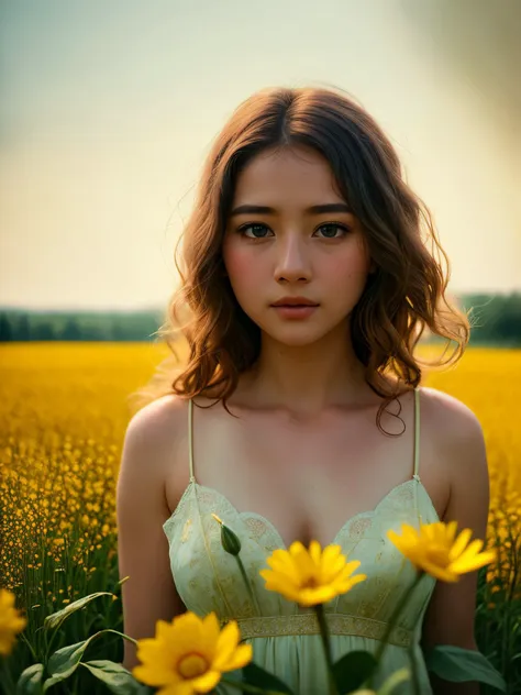 (((beautiful woman))), (flower field), epic scene, dynamic camera, Photorealistic, Hyperrealistic, Hyperdetailed, analog style, soft lighting, subsurface scattering, realistic, heavy shadow, masterpiece, best quality, ultra realistic, 8k, golden ratio, Intricate, High Detail, film photography, soft focus, RAW candid cinema, 16mm, color graded portra 400 film, remarkable color, ultra realistic,