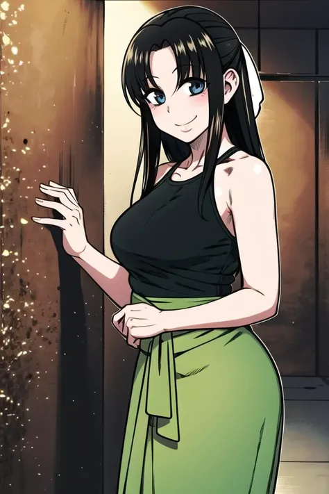 best quality, masterpiece,  <lora:Nana_Chigusa-05:0.8>, 1girl, looking at viewer, smirk,, sarong,standing_on_shoulder