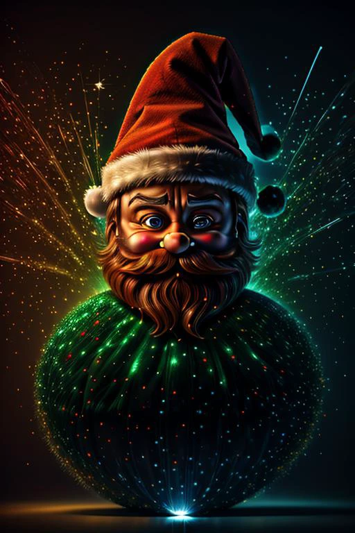 (binarybug (Santa Claus) style), dark green background, red sparkles, blue particles, high detailed, dynamic, kinetic, cinematic, UHD, 16K <lora:BinaryBug:1>