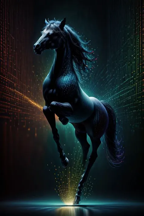 (binarybug blue horse style), dark green background, red sparkles, blue particles, high detailed, dynamic, kinetic, cinematic, UHD, 16K <lora:BinaryBug:1.35> <lora:more_details:0.40> <lora:difConsistency_detail:0.20> <lora:speedy1p5:1.15>