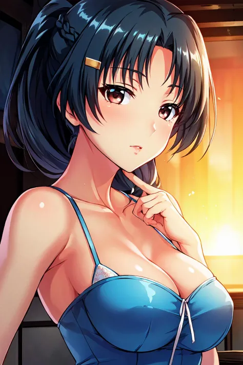 In 8K、Ultra HD、Best Quality、Top quality、Extremely detailed image quality、Realistic woman、Composition from head to leg、One Woman、(A big smile、Laughing with your mouth open:1.2)、Japanese、Peaceful face、(12 year old woman:1.6)、Married Woman、Beautiful eyes、Beautiful hands、belly button、Black Hair、Short Hair、(Incredibly big 、Cleavage:1.4)、(Metallic Bikini:1.4)、Heated Pool、Indoor swimming pool、I'm sweating、(Shiny skin、Glowing Skin、High gloss skin:1.4)、