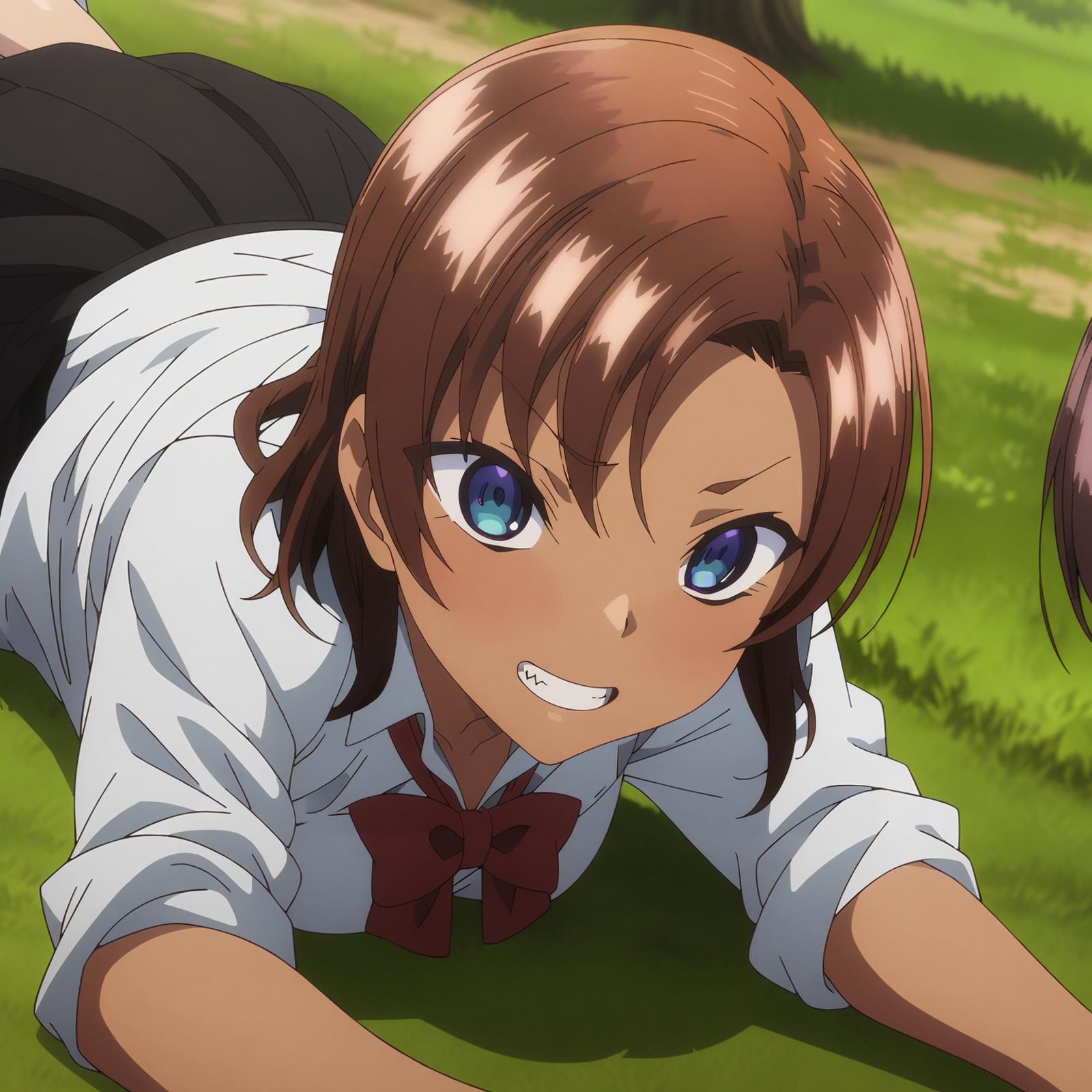 Anime image of a girl laying on the ground with her eyes open - SeaArt AI