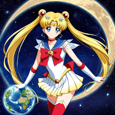 <lora:tsukino:0.7>,<lora:add-detail-xl:2>,
bishoujo_senshi_sailor_moon,super_sailor_moon,tsukino_usagi,pleated_skirt,red_choker,thighhighs,
space,moon,earth,