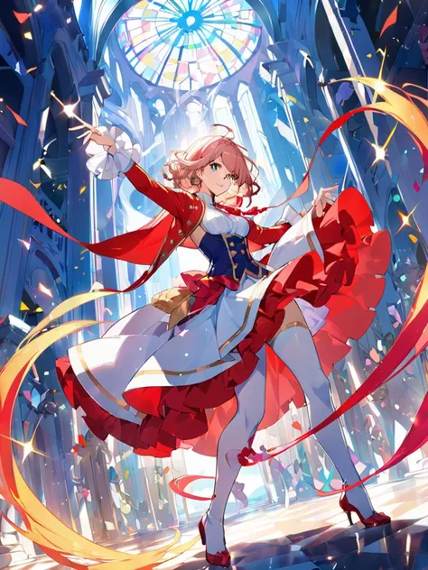 (((masterpiece))) , (((best quality))) , anime style, 2d, 42 y.o. [Italian:Ming Dynasty:13] pretty 1girl, solo, she is 1700'S and Brilliant, wearing Bone, Dynamic pose, she has Berber hair, key visual, creative, great light, artistic, complimentary colors, striking, professional creative, magical composition