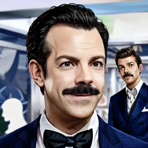 Ted Lasso, closeup portrait, suit, tie, DAL style, illustration <lora:DAL-style:1> male, colored, vibrant <lora:TedLasso-000003:1>
