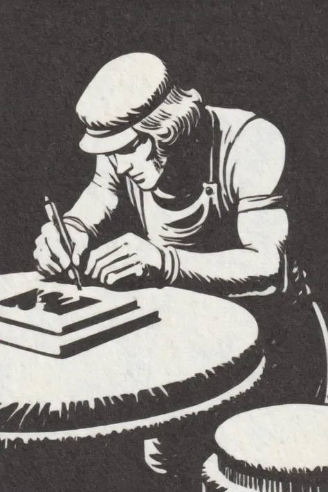 <lora:SDXL_Inkdrawing_Directors_Cut_E> Inkdrawing of the artist working on his masterpiece sculpture, by Kr355e