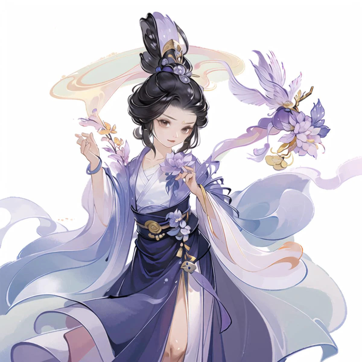 (masterpiece, top quality, best quality, official art, beautiful and aesthetic:1.2),(8k, best quality, masterpiece:1.2),(((simple white background,))),
Master of sword,A cute fancy girl with a modern smile emotion holds a fire feather,black short hair,a black robe,red ribbons,metal decorations,and violet flower decorations,<lora:å½é£å°å°äºåå¹´:0.63>,<lora:å½é£è§è²åæ¶:0.63>,<lora:å½é£è§è²å¤§è¯è¥¿æ¸¸:1>,
